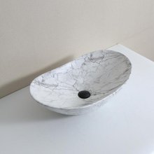 Раковина CeramaLux Серия MNC, 1575, 63 х 35 см, накладная, цвет белый мрамор