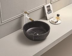 Раковина CeramaLux Серия MNC, C1111, 41 х 41 см, накладная, с донным клапаном, цвет под камень