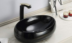 Раковина CeramaLux NС, 49 х 34 см, накладная, черная, 78455