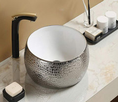 Раковина CeramaLux LuxeLine C1062, 40 х 40 см, накладная, белая, хром