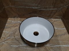 Раковина CeramaLux LuxeLine C1055, 36 х 36 см, накладная, белая, золото