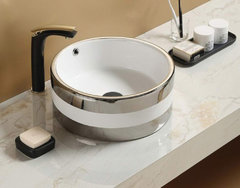 Раковина CeramaLux NC, 42 х 42 см, накладная, белая, хром, C1056