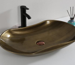 Раковина CeramaLux Серия LuxeLine D1334H466 накладная, бронза