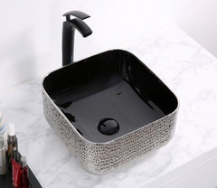 Раковина CeramaLux Серия NC D1303H020 накладная, черный/серебро