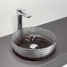 Раковина Comforty, 36 см, стеклянный, накладной, цвет кофе с прозрачным стеклом, 00-00015717 (CF21009)