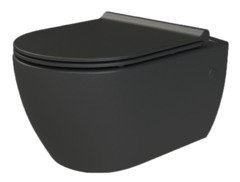 Подвесной безободковый унитаз Boheme Nero 961, крышка Slim, микролифт, черный матовый