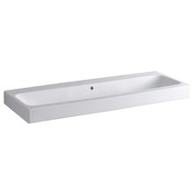 Раковина Geberit iCon 124025000, 120 х 48,5 см, с переливом по центру, без отверстия под смеситель, белая